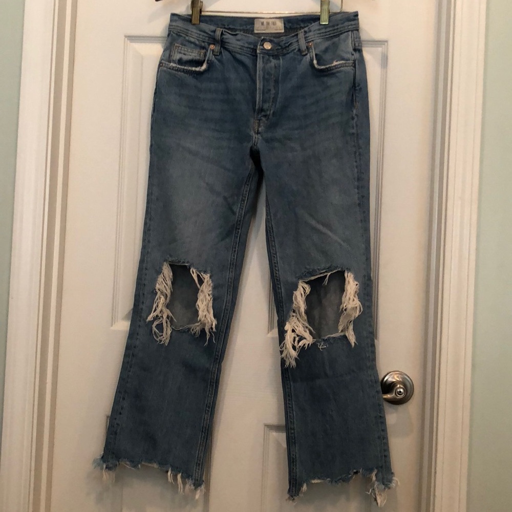 We the free button fly baggy distressed boyfriend jeans